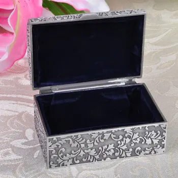 

Home Rectangular Trinket Case Gifts Holder Bracelet Fashion Jewelry Box Portable Storage Organizer Ring Vintage Metal Small
