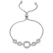 Круглые амулеты, регулируемые браслеты для женщин, кубический цирконий, серебряный цвет, браслет для женщин, свадебные ювелирные изделия, подарок на день Святого Валентина