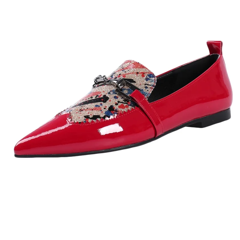 

2020 New Fashion Women Genuine Leather Shoes Pointed Toe Flats Heels Luxury Shoes Woman Dress Casual shoes Big Size 34-42 Black