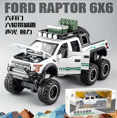 6 wheels White box KIDAMI 1:32 Ford Raptor F150 Big Wheel MINIAUTO литая под давлением Модель автомобиля игрушки для детских подарков машинки - Цвет: 6 wheels White box