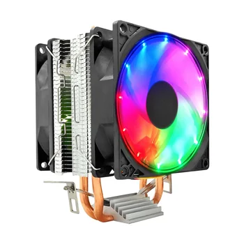 

CPU Dual Cooling Fan 2 Heat Pipes Desktop Cooler Radiator support 3/4Pin CPU Fan for Intel AMD