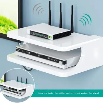 

Wall Mounted Floating Shelves Multi-function Metal Storage Rack Household Living Room Router Storage Shelf 360° No Dead Angle