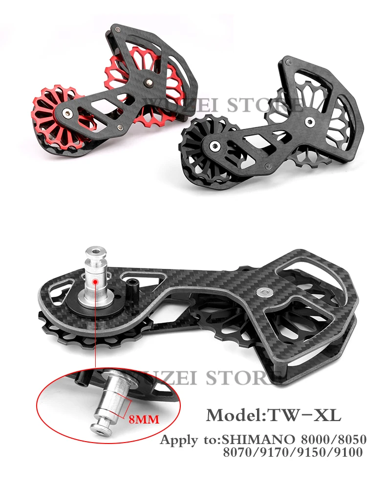 WUZEI MTB Bike Carbon Fiber Ceramic Rear Derailleur17T Pulley Guide Wheel for SHIMANO R6800 R7000 R8000 R9100 Bicycle Derailleur