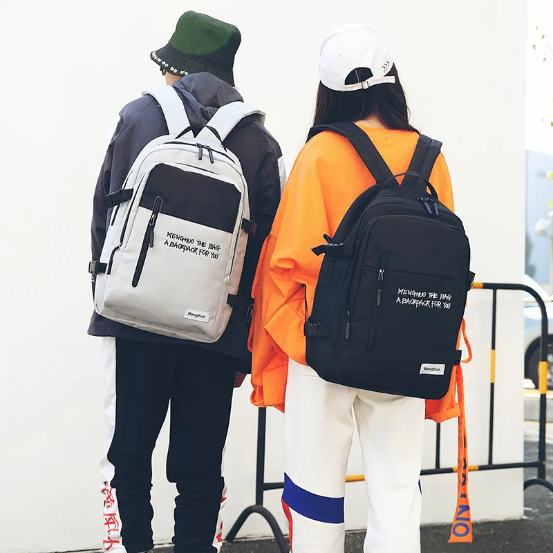

New Large-capacity School Bag Female Trendy Harajuku Ulzzang Multi-function Backpack Man's Popular Letter Computer Backpack
