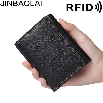 

Amazon Anti-Theft Brush Tri-Fold Multi-Card RFID Men's Leather Wallet Shield Anti-Theft Wallet Men Wallet