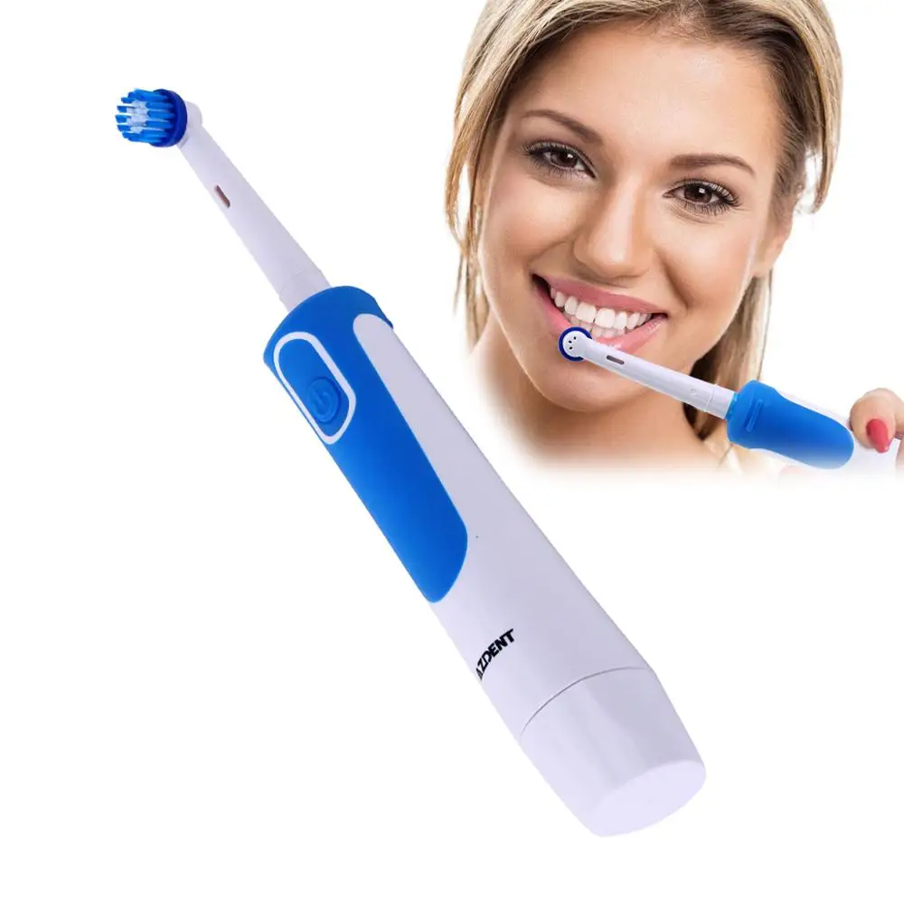 AZDENT AZ-2Pro электрическая вращающаяся зубная щетка 2 AA батарея питание от полости рта очиститель зубов 4 Глубокие чистые сменные головки гигиена полости рта CE