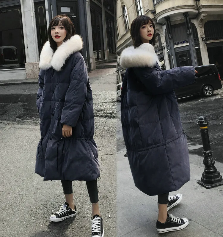 

Off Season Large Fur Collar down Jacket Cotton-padded Clothes Women's Mid-length Korean-style 2020 Winter New Style Hot Selling