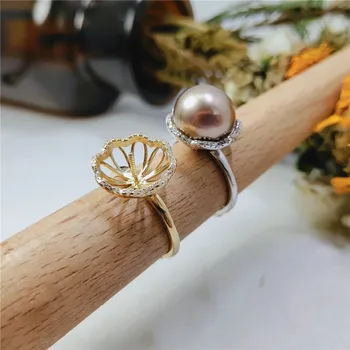 

Classic Sterling Silver 925 Adjustable Ring Accessories Women Wedding Pearl Simple Silver Zircon Ring Jewelry