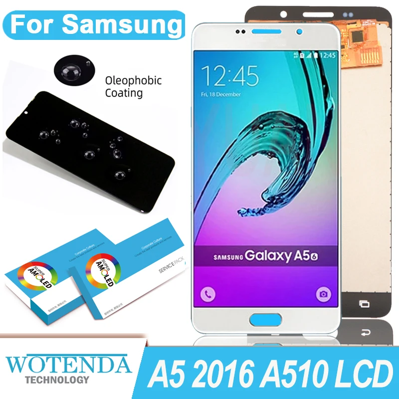 100% Original 5.2'' AMOLED Display for Samsung Galaxy A5 2016 A510 A510F A510M A510FD Full LCD Touch Screen Repair Parts | Мобильные