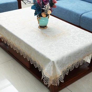 

Living Room Coffee Table Tablecloth Fabric Lace Modern Simple European Style Rectangular Cover Cloth Lace Coffee Table Cloth