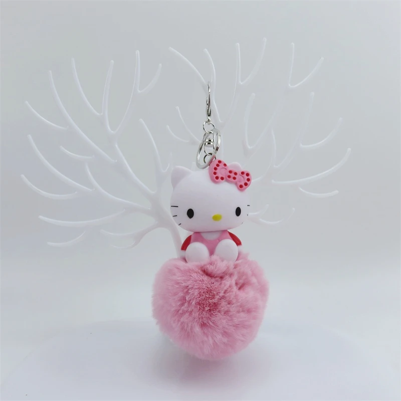 Симпатичный помпон pom с плюшевой цепочкой для ключей kawaii cat Маленькая подвеска женская сумка креативный брелок подарок на день Святого Валентина на день рождения