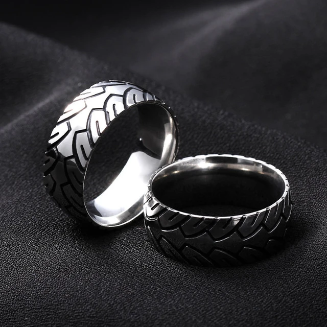 Truck Tire Tread Titanium Wedding Ring — Unique Titanium Wedding Rings