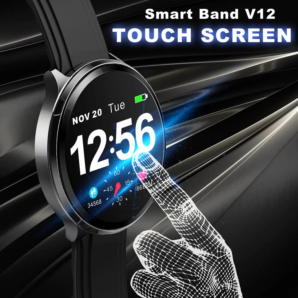 For V12 Sports Smart Watch Women  Waterproof Heart Rate Blood Pressure Monitor Calorie Smartwatch Smart Bracelet Sleep Tracking