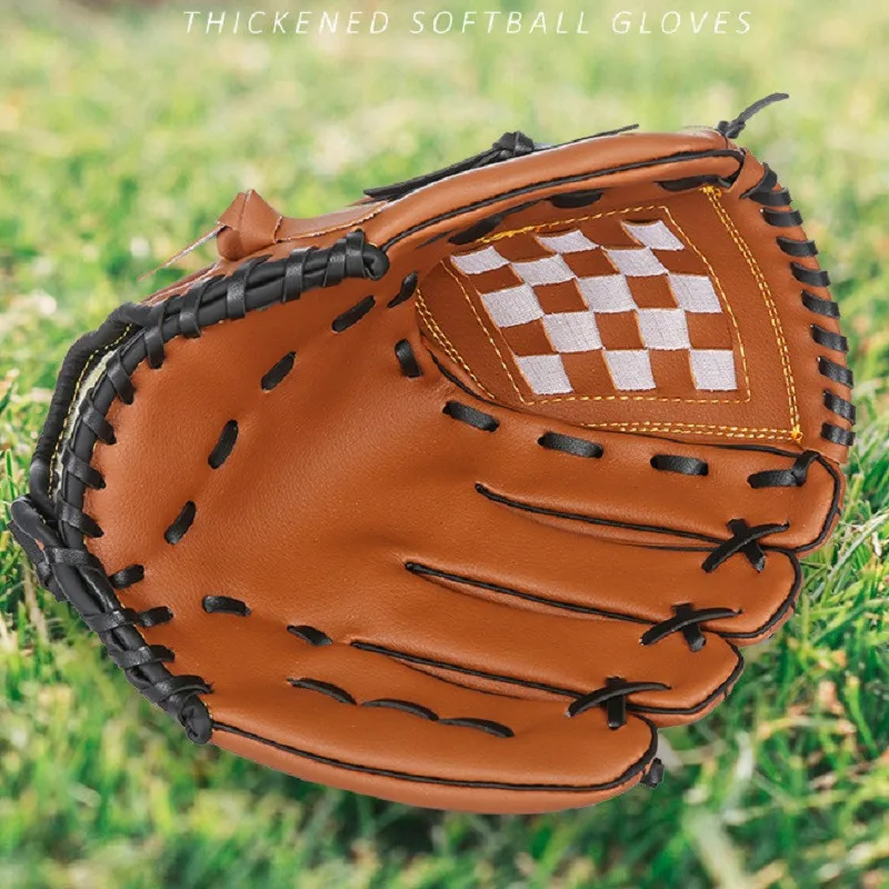 Brown Outdoor Sports Baseball Glove Softball Practice Equipment Size 9.5/10.5/11.5/12.5 Left Hand for Adult Man Woman Kids Train