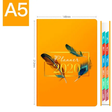 A5 Soft Pu 365 Days Agenda Schedule Notepad Cute Office Planner Diary Notebook Daily Weekly Planner Bullet Journal - Цвет: Orange