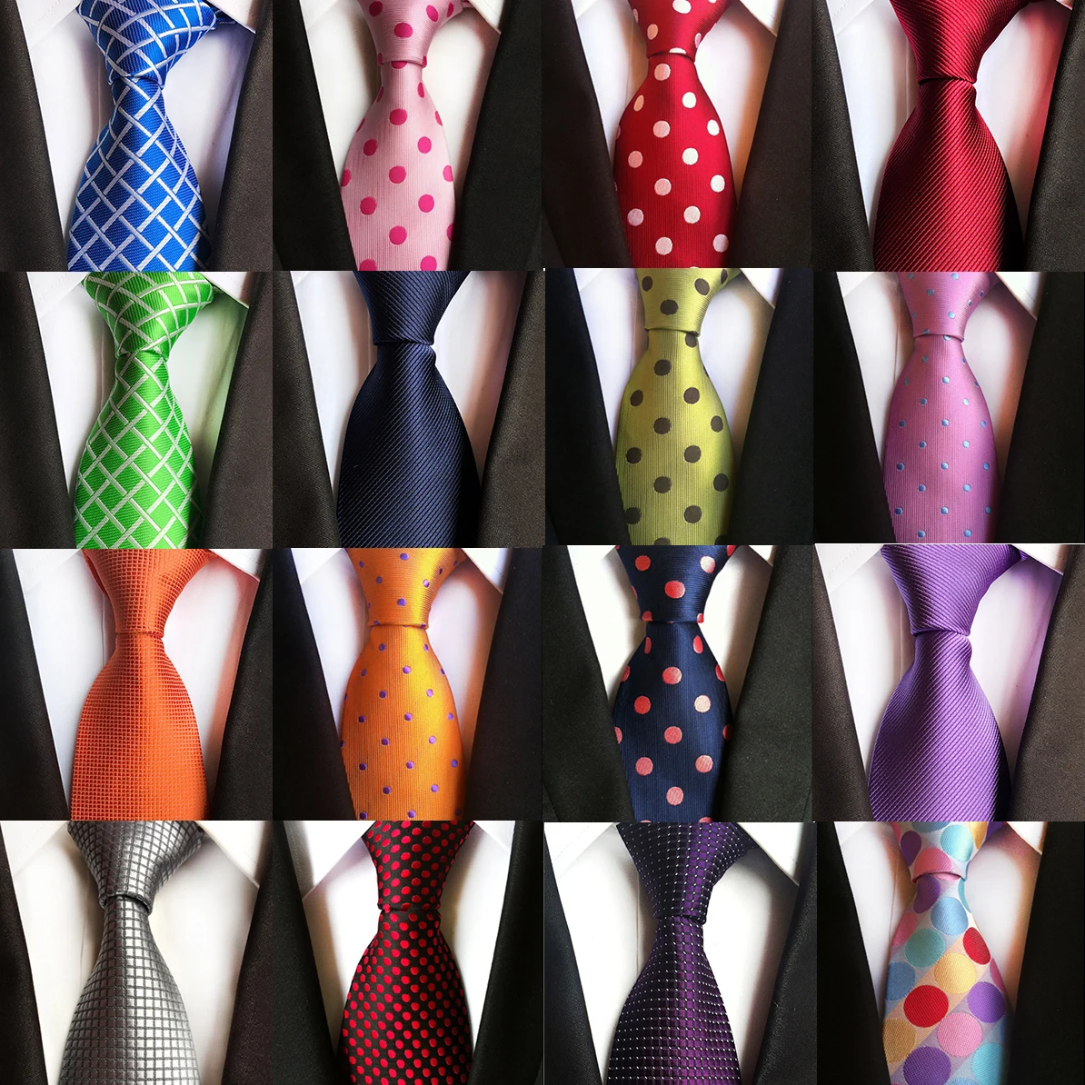 Classic Fashion Silk Tie Plaid Striped Solid Green Orange Red Polka Dot Necktie For Man Business Party Wedding Formal 8cm Ties