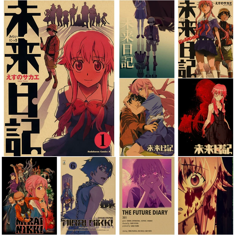 Модные аниме дневники будущего плакаты Mirai Nikki Ретро плакат крафт-бумага