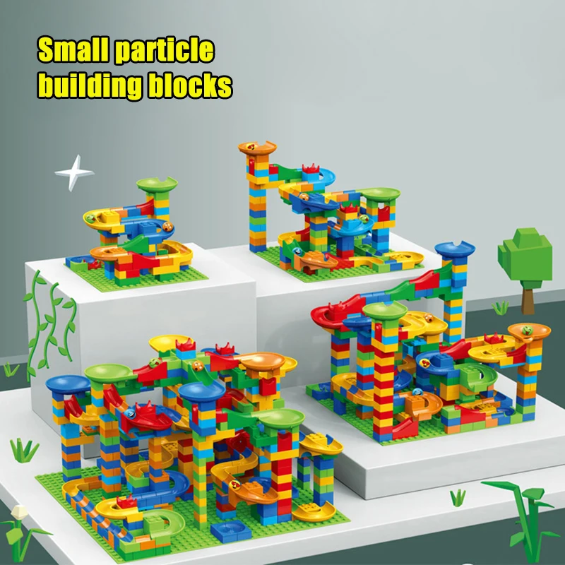 

84-504pcs Small Size Marble Race Run Blocks Maze Ball Track Building Blocks Plastic Funnel Slide Assemble DIY Bricks Kids Gift