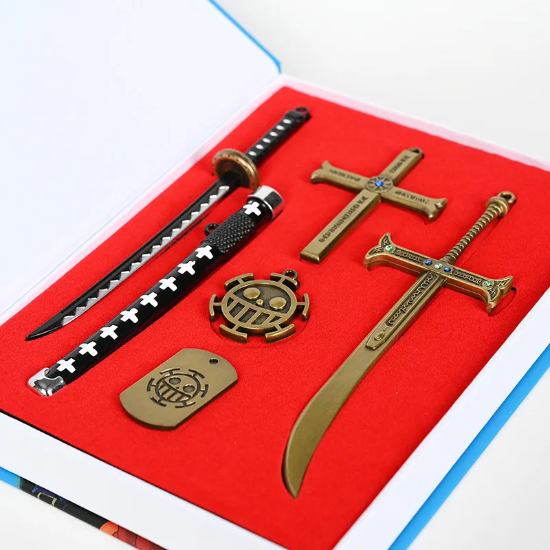 Anime One Piece Keychain Necklace Brooch Dracule Mihawk Trafalgar Law Zoro  Knife Model Pendant Originality Collect Gifts Toy - AliExpress