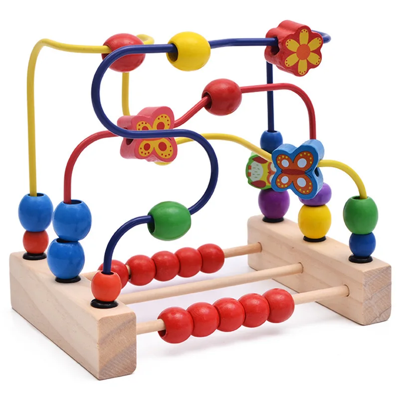 

Wood Color Flowers And Birds Butterfly Desktop Bead Rack Educational Fun Cognitive Intelligence Development Hands-on Brain Woode