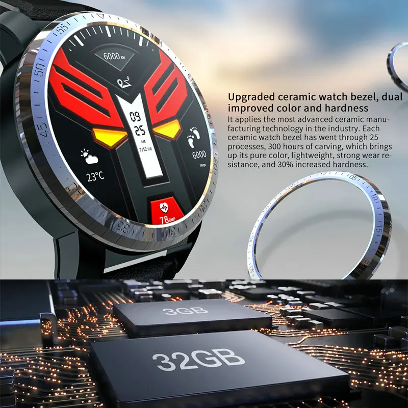 Смарт часы KOSPET Optimus Pro 32 ГБ GPS 4G с напоминанием о звонках водонепроницаемые камерой