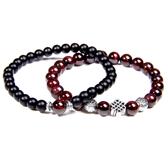 Bracelets Natural Garnet Beads Bracelet For Women Red Stone Bracelet Silver-plated Yoga Balance Pulsera Couples Jewelry Gift