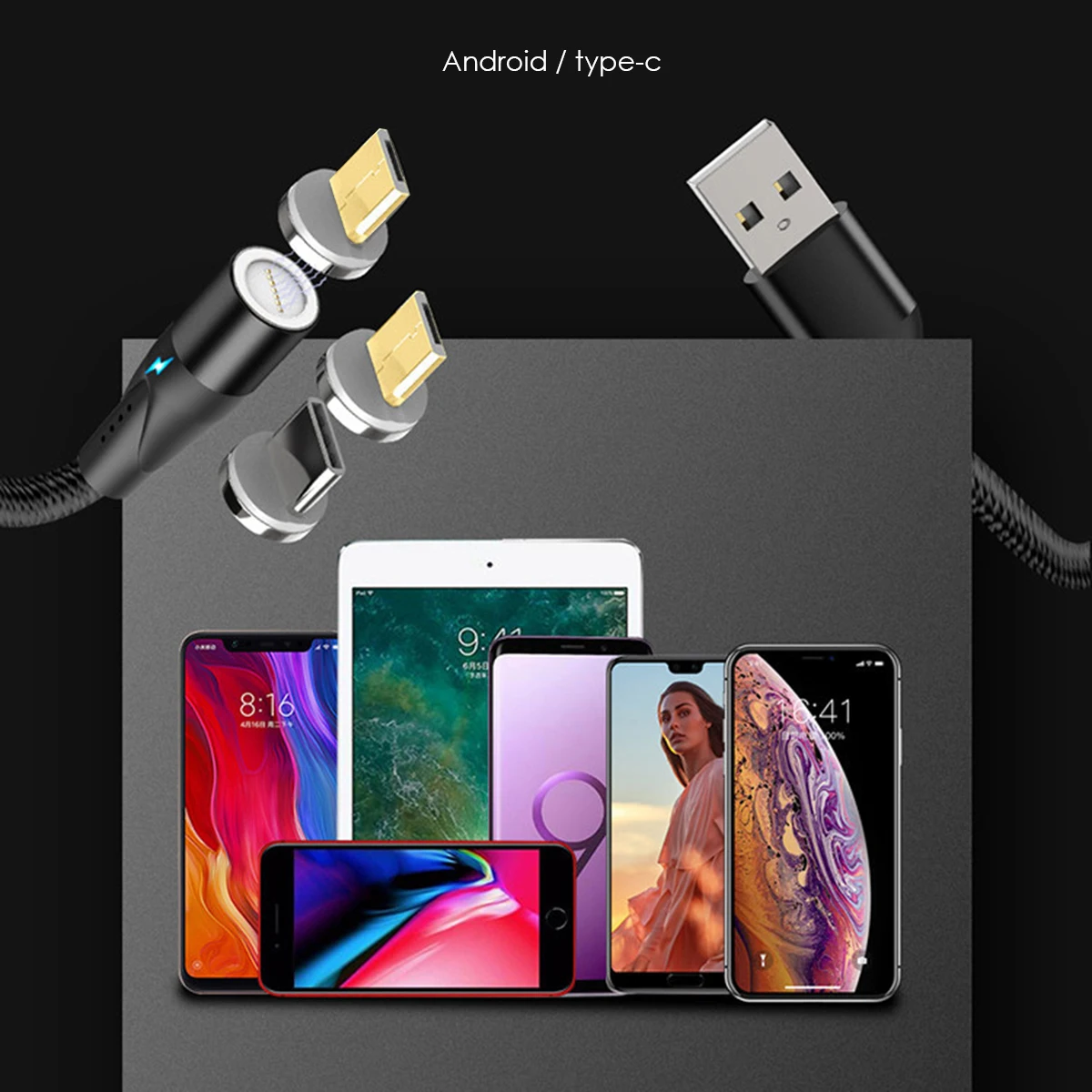 SOONHUA 1 м зарядный кабель USB шнур для передачи данных 3A кабель для быстрой зарядки магнитные USB кабели с разъемом Поддержка синхронизации данных