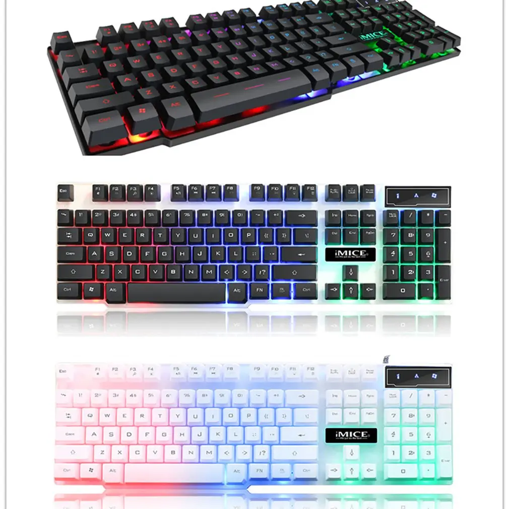 

iMice Gaming Keyboard 104 Keycaps RGB Backlit Mechanical Feeling Keyboard Game Keyboards with RU Sticker for PC Laptop Computer