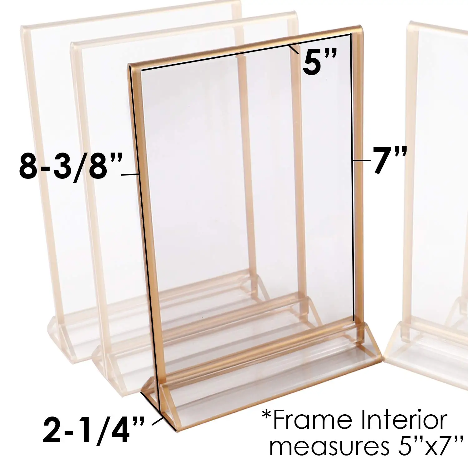 Gold Double Sided Picture Frames Acrylic Sign Holders Vertical Photo Stand for Table Numbers Wedding Cards Pressed Flowers Menu