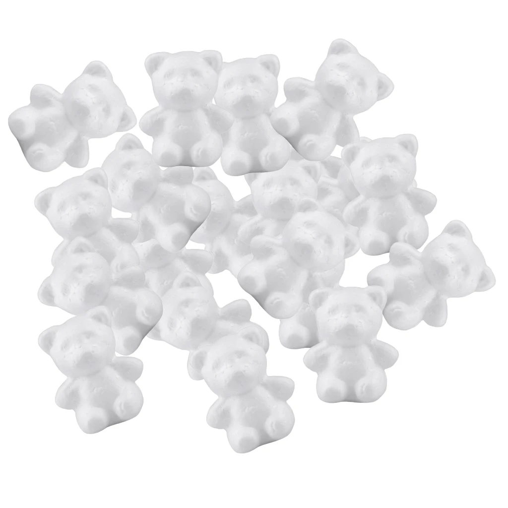 20 Pcs Bear Shaped Modelling Foam Craft Polystyrene Styrofoam Decor Ornament