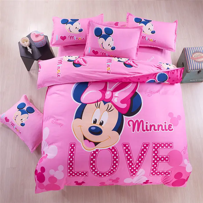 Disney Микки Маус постельное белье набор пододеяльник наволочка Минни Микки мультфильм Постельный набор для детской кровати домашний текстиль - Цвет: 4