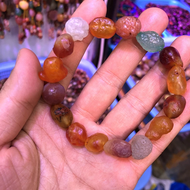 Смешанный 2 шт./упак. природного сырья красный агат Халцедон Браслет с агатами, мульти драгоценный камень каменный Агат e шарики ювелирных изделий(20 см