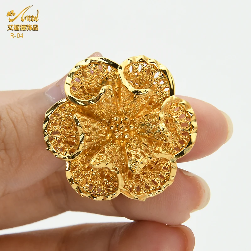 Dubai Golden Ring Brazilian Women 24K Gold Color Wedding Bride Arabic Ethiopian Big Nigerian Jewellery Moroccan Resizable gold color rings,gold color ring,finger ring,adjustable rings,wedding rings,wedding ring