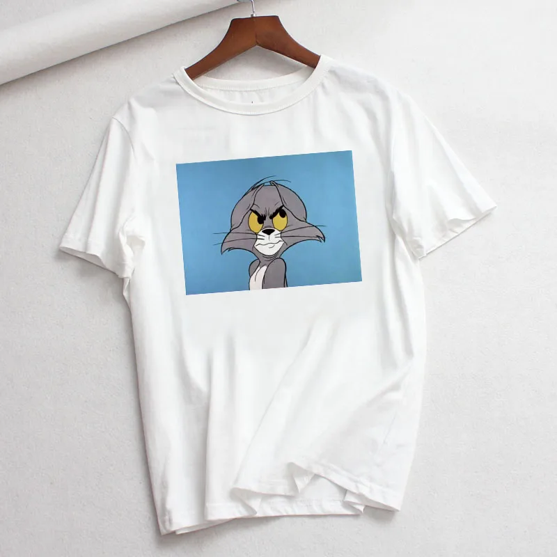 

Cat Tom Mouse Jerry New Fashion Large Size Loose Casual Short Sleeve T-Shirt Female Summer Tops tees Harajuku Cartoon T-Shirt