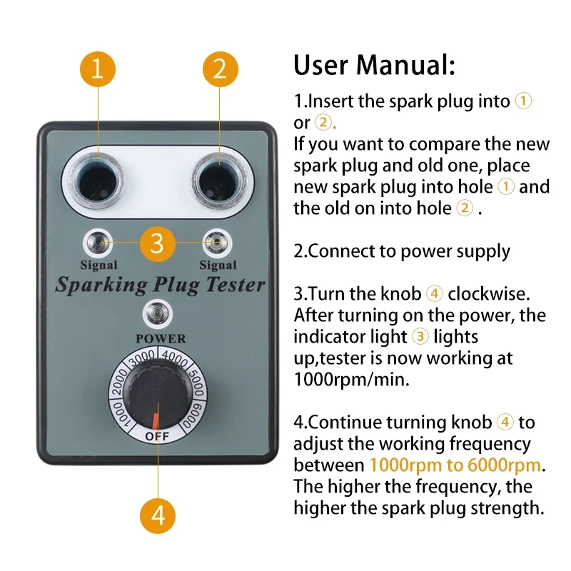 12V Gasoline Vehicles Petrol Car Spark Plug Tester Car Diagnostic Tool Car Spark Plug Tester Ignition Testers Automotive Diagnostic Tool Double Hole Analyzer