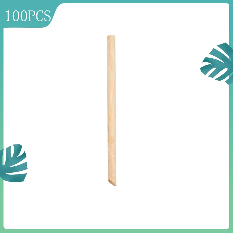 

50/100PCS Set Pointed Smoothie Drinking Straw Eco Friendly Reusable Bamboo Straws Big Wide Bubble Milk Tea Drinking Straw Brush