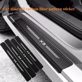 

4PCS Car Door Sill Guard Stickers Auto Scuff Plate Threshold Protector Decals Car Tuning FOR BMW X1 X2 X3 X4 X5 X6 X7 F16 F15