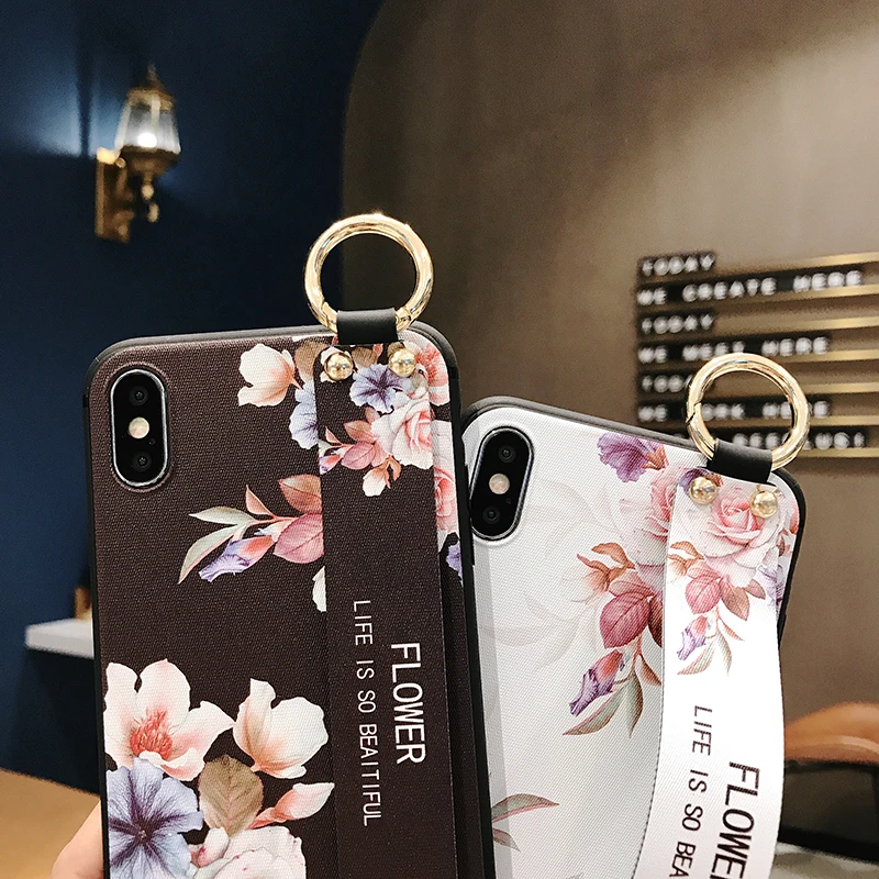 Ремешок на запястье Мягкий ТПУ чехол для телефона huawei Nova 2S 3E Nova 4 4E Nova 5 Pro Y7 Y9 Prime P Smart Plus Honor 7A чехол с цветочным рисунком