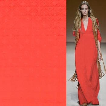 

Red vintage pattern design jacquard silk cotton blended fabric 16momme,SCT482