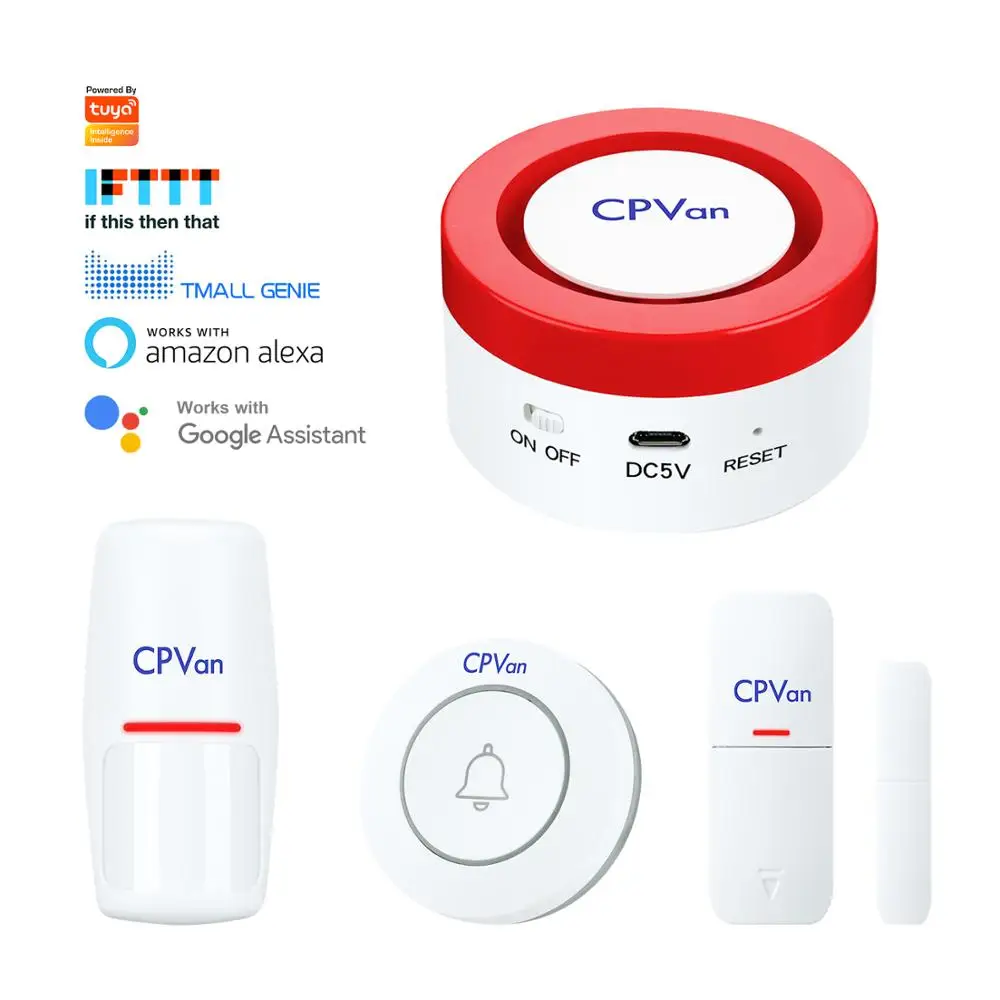 

CPVAN CP6 WiFi Home Alarm System APP Control Accessories PIR Motion Sensor Door Connect Sensor Doorbell Remote Control for Cp6
