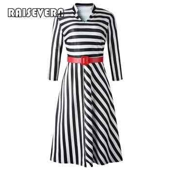 

Women's Striped Dress With Belt Irregular Long Sleeve 2020 Summer OL Business Dresses Casual Elegant Office Lady Dress Vestidos