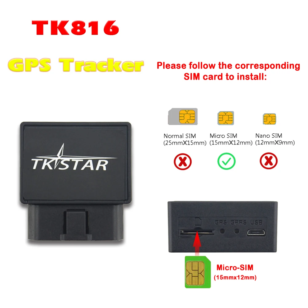 Автомобильный gps-трекер TK816 OBD gps с диагностической функцией GPRS GSM устройство слежения в реальном времени монитор локатор сверхскоростной сигнализации