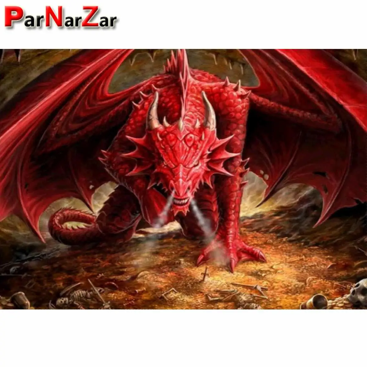 Parnarzar DIY 5D алмазная картина с красным драконом Полный Круглый/квадратный