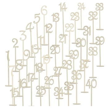 

Promotion! 40pcs 1-40 Wood Table Numbers with Holder Base for Wedding Home Wedding Anniversary Party Decoration