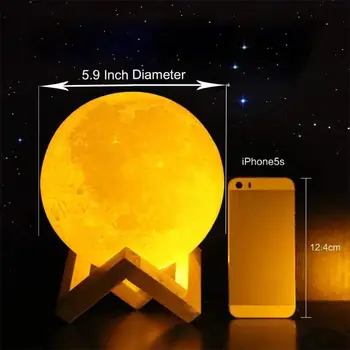 

Durable Night Lights Multi-function Rechargeable 3D Print LED Bedside Night Lamp 3 Colors Touch Bedroom Moon Light