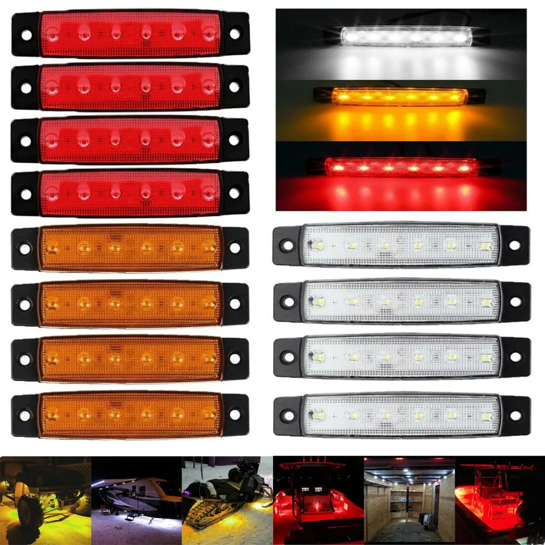 

12V Amber/Red/White Car LED Side Clearance Lamp Tail Reverse Turn Signal Light Truck Trailer Warning Fog Parking Lighting Bar