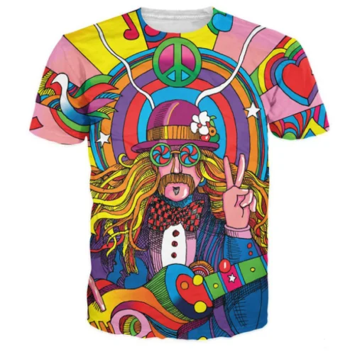 Benxsea Fashion Women/Mens Hippie Musician Funny 3D Print Casual T-Shirt Summer Short Sleeve Hip Hop Tops Clothing Plus Size | Мужская