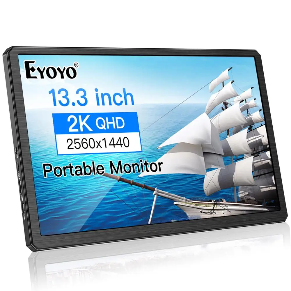 

Eyoyo 13.3 " Portable 2K Gaming Monitor 2560x1400 HDR IPS LCD Display USB C Hdmi Video Input compatible MAC Laptop Raspberry pi