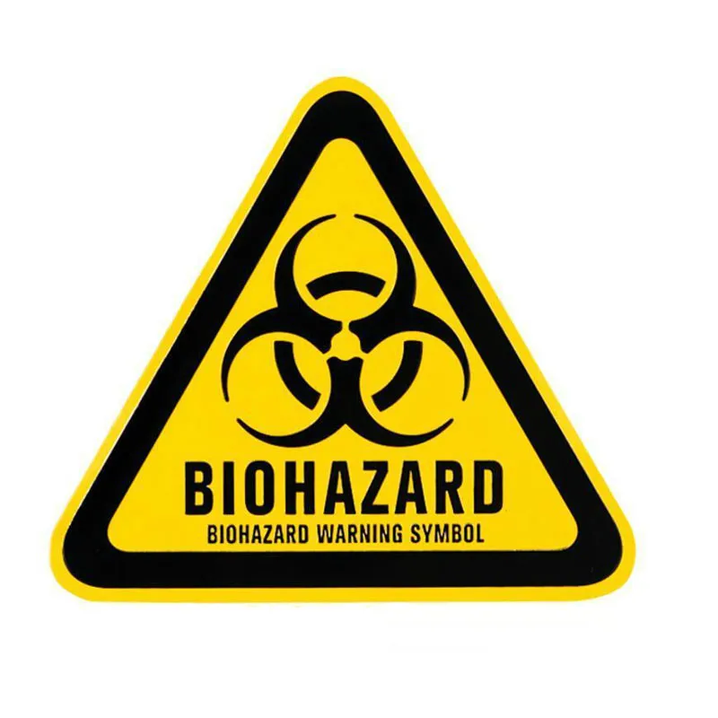 

Interesting Cartoon Triangle Aluminum BIOHAZARD WARNING SYMBOL Car Stickers Decals Waterproof Windshield Decals PVC 10cm X 12cm