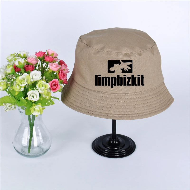 Limp Bizkit логотип летняя шляпа женская панама, шляпа-Панама Limp Bizkit дизайн плоский солнцезащитный козырек рыбалка, рыбак шляпа ведро шляпа - Цвет: Бежевый